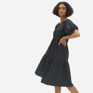 Everlane The Tiered Cotton Dress Black sz 12